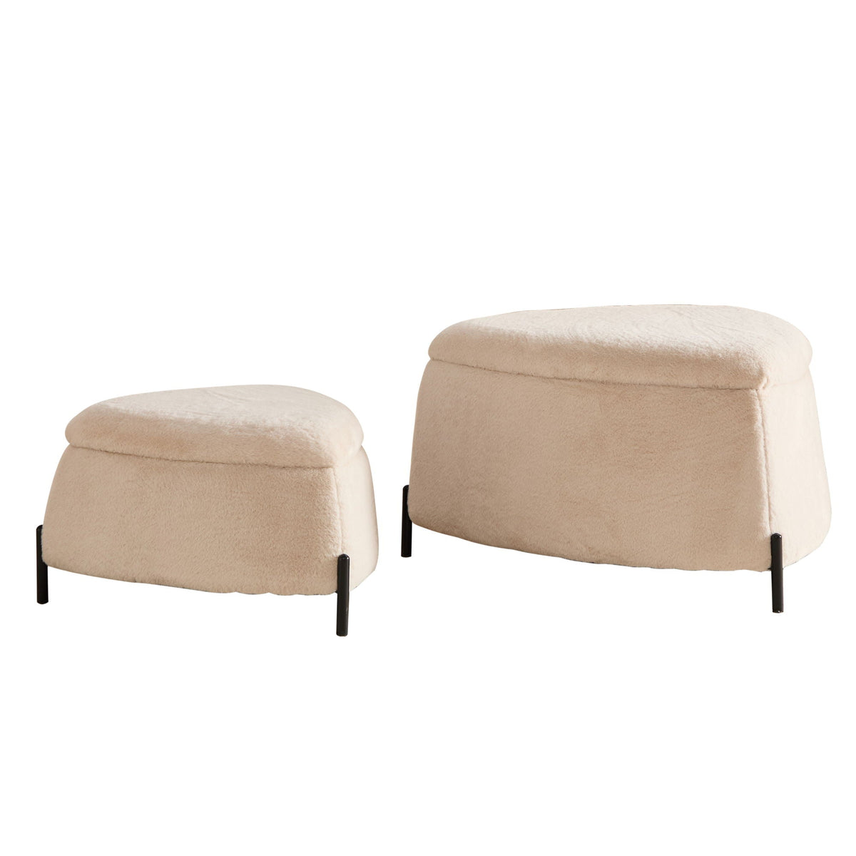 Upholstered Storage Ottoman Set With Reversible Lid