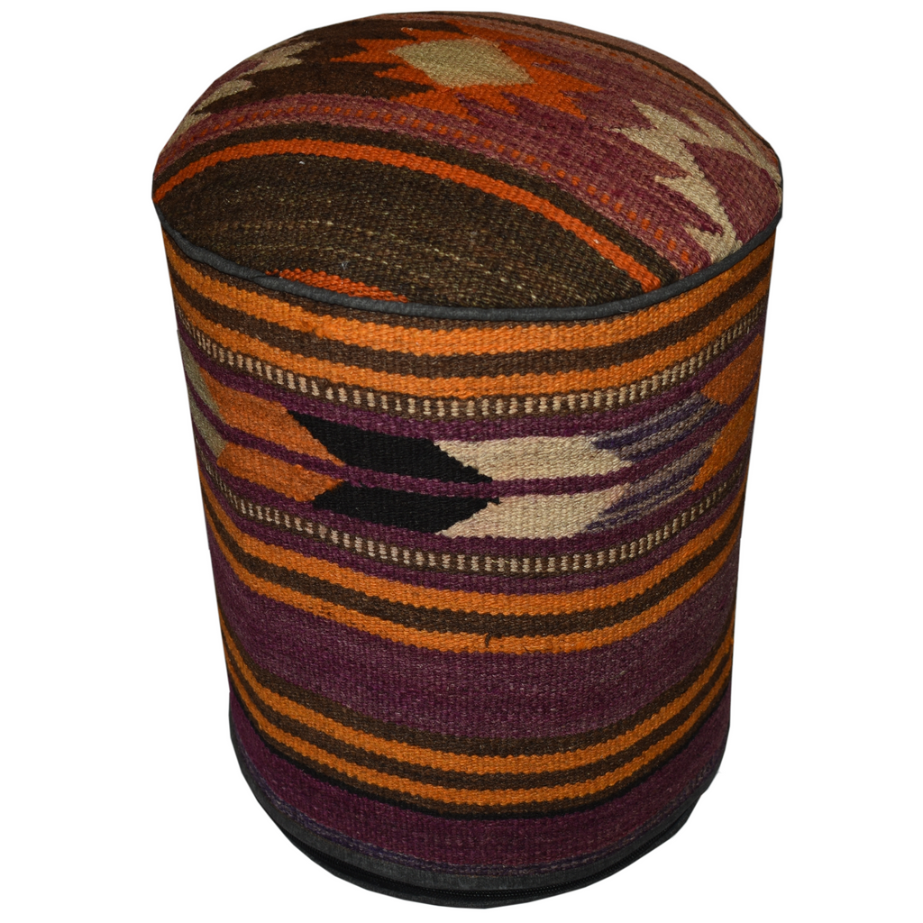 One of a Kind Kilim Rug Pouf Ottoman foot stool - #71