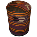One of a Kind Kilim Rug Pouf Ottoman foot stool - #71