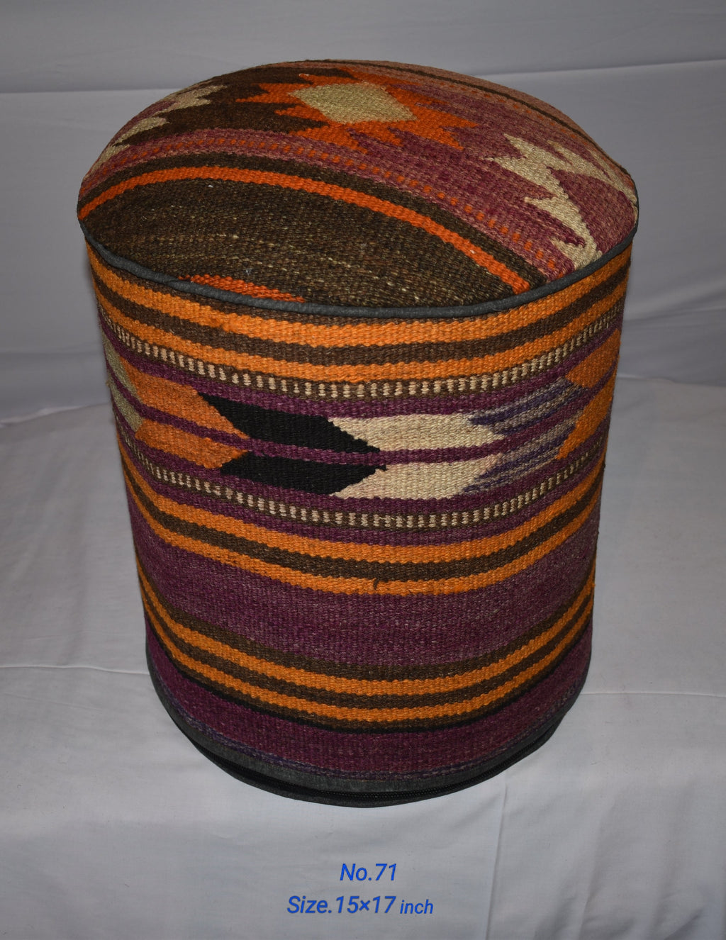 One of a Kind Kilim Rug Pouf Ottoman foot stool - #71