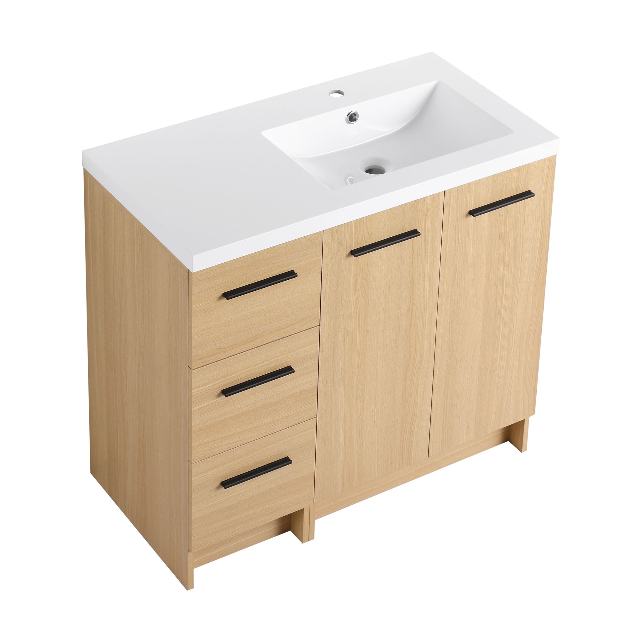 Wall Mounted Floating Bathroom Vanity With Sink, Door & Drawers Modular Cabinet