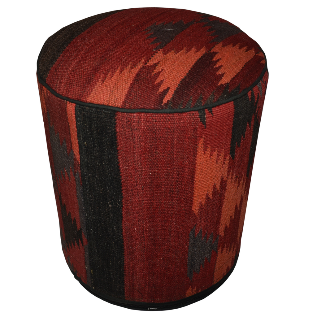 One of a Kind Kilim Rug Pouf Ottoman foot stool - #73