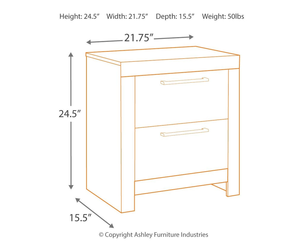 Derekson - Two Drawer Night Stand - Multi Gray