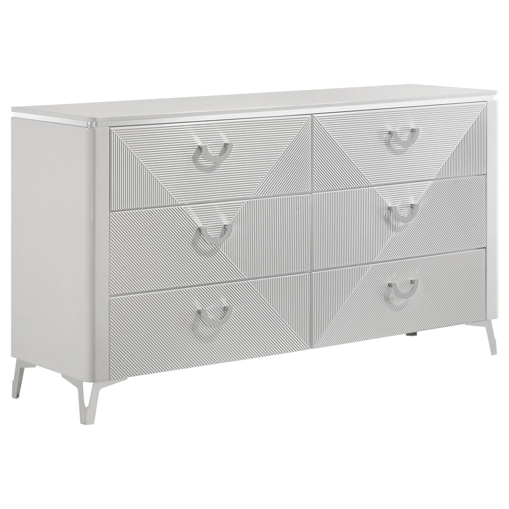 Cassia 5-piece Eastern King LED Bedroom Set White High Gloss