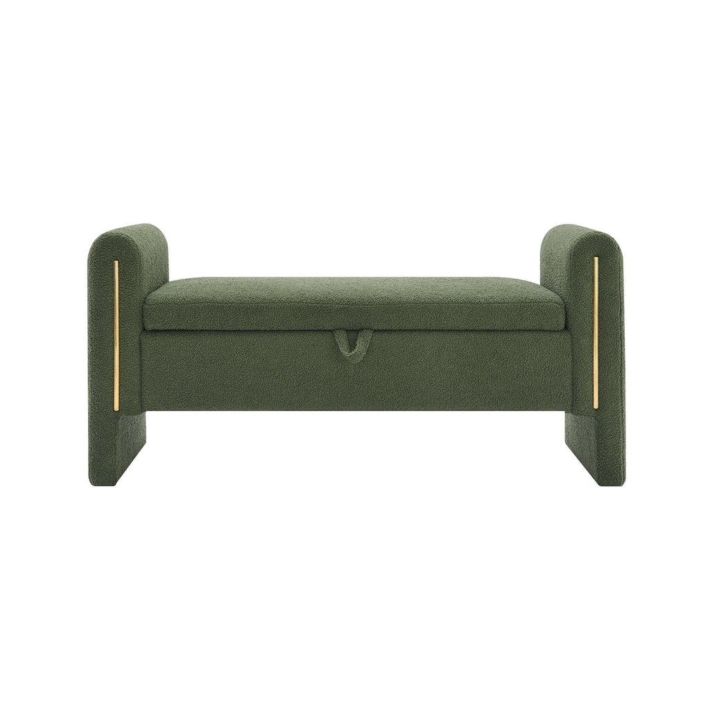 Modern Teddy Upholstered Large Bed End Bench With Arms And Storage