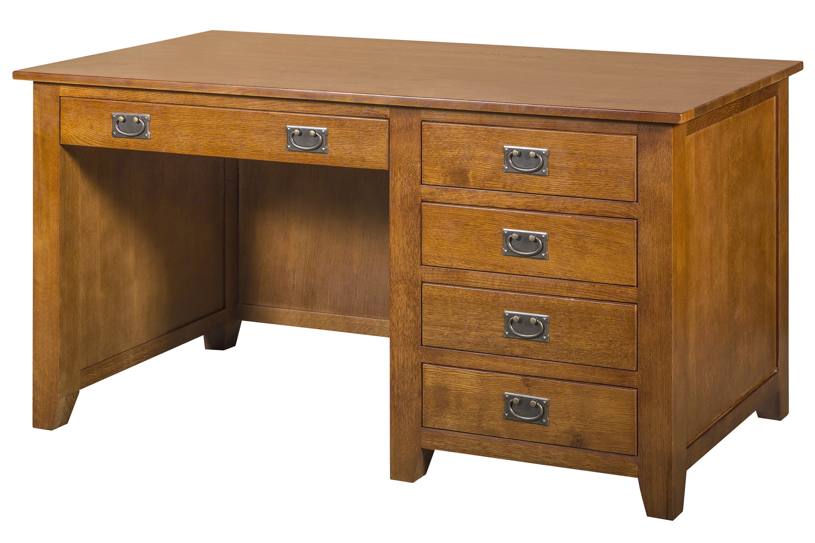 Mission Quarter Sawn Oak 5 Drawer Library Desk
