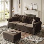 Upholstered 3 Seater Sofa Set With Ottoman