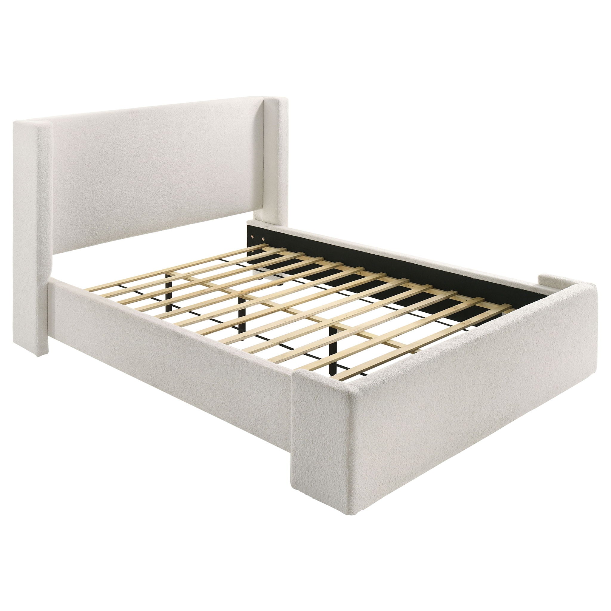 Alamosa Boucle Upholstered Queen Wingback Bed White