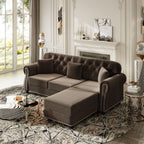 Upholstered 3 Seater Sofa Set With Ottoman