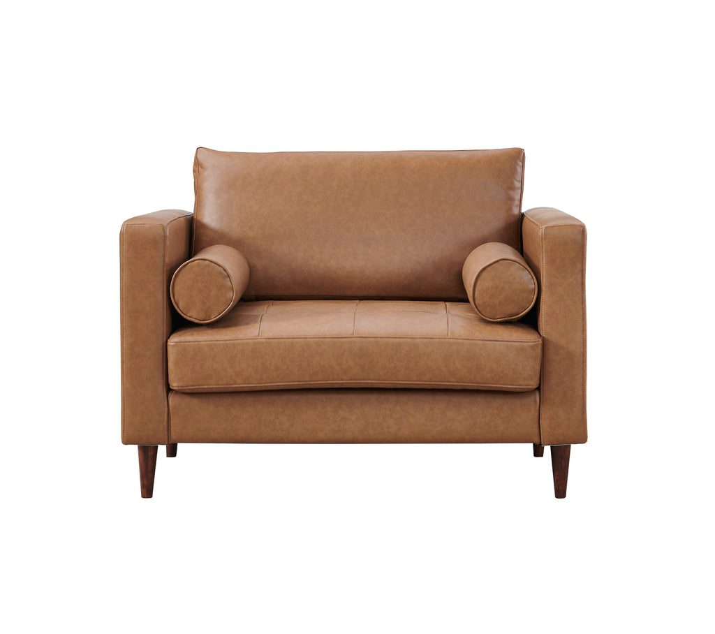 Alessandra Modern Contemporary Eco Leather Arm Chair - Light Brown