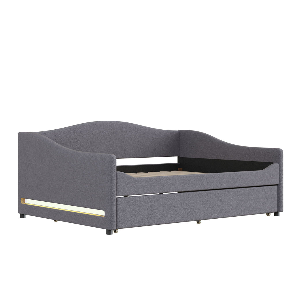 Upholstered Daybed With Light And Trundle