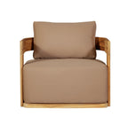 Eclipse Outdoor Solid Teak Wood Revolving Chair - Light Brown Fabric