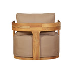 Eclipse Outdoor Solid Teak Wood Revolving Chair - Light Brown Fabric