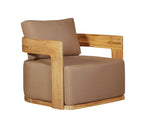 Eclipse Outdoor Solid Teak Wood Revolving Chair - Light Brown Fabric