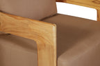 Eclipse Outdoor Solid Teak Wood Revolving Chair - Light Brown Fabric