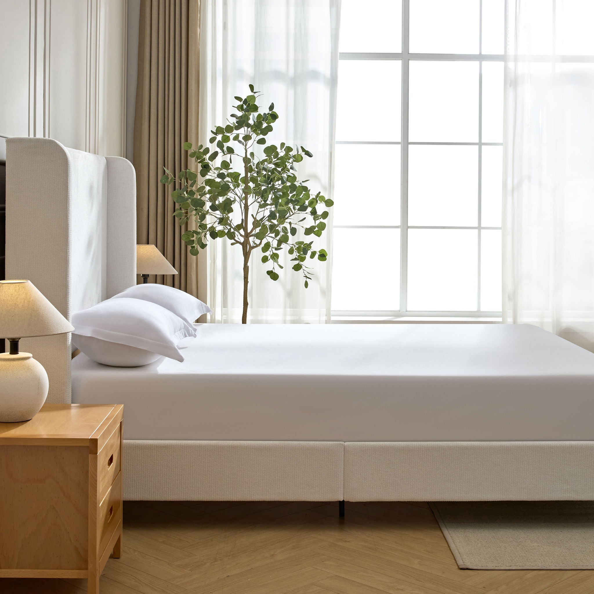 Harper - Tall Headboard Upholstered Bed / High Headboard / Elegant Simplicity / No Box Spring Needed