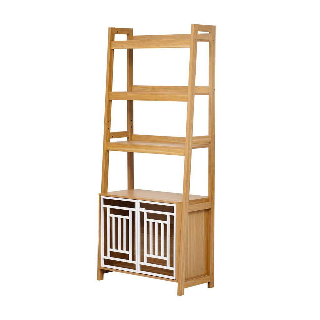 Modern Furniture Style 2 In 1 Pet Friendly Dog Crate Ladder Bookcase - Ancient Oak
