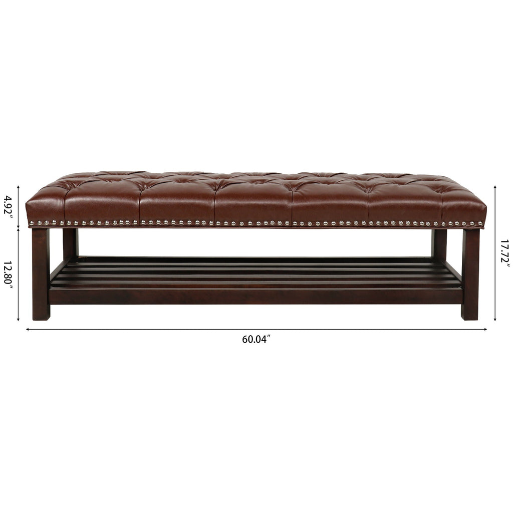 Bedroom End Of Bed Bench Tufted Upholstered End Of Bed Bench End Of Bed Entrance Shoe Bench With Nailhead Trim And Shelf Bedroom Upholstered Bench Living Room Shoe Rack Footstool