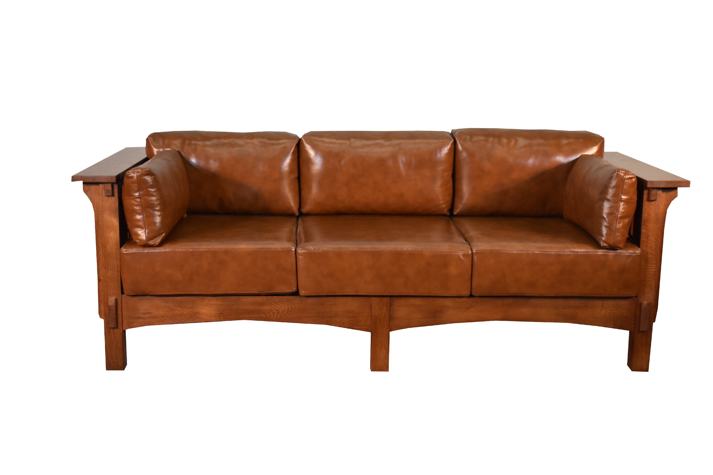 Mission Crofter Sofa - Solid Quarter Sawn Oak and Leather Cushions
