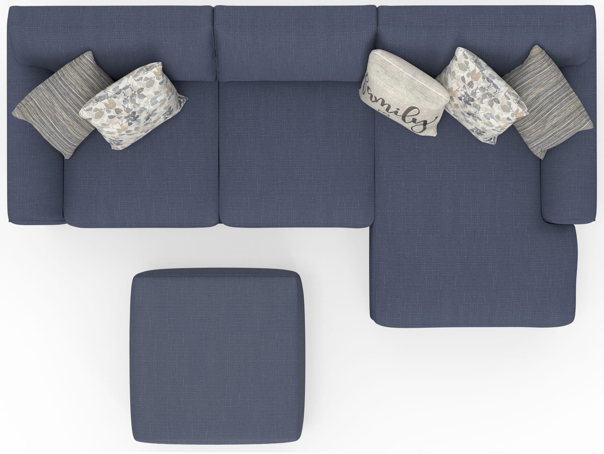 Cape May - Sofa Chaise With Comfort Coil Seating, 41" Cocktail Ottoman And 5 Accent Pillows Included