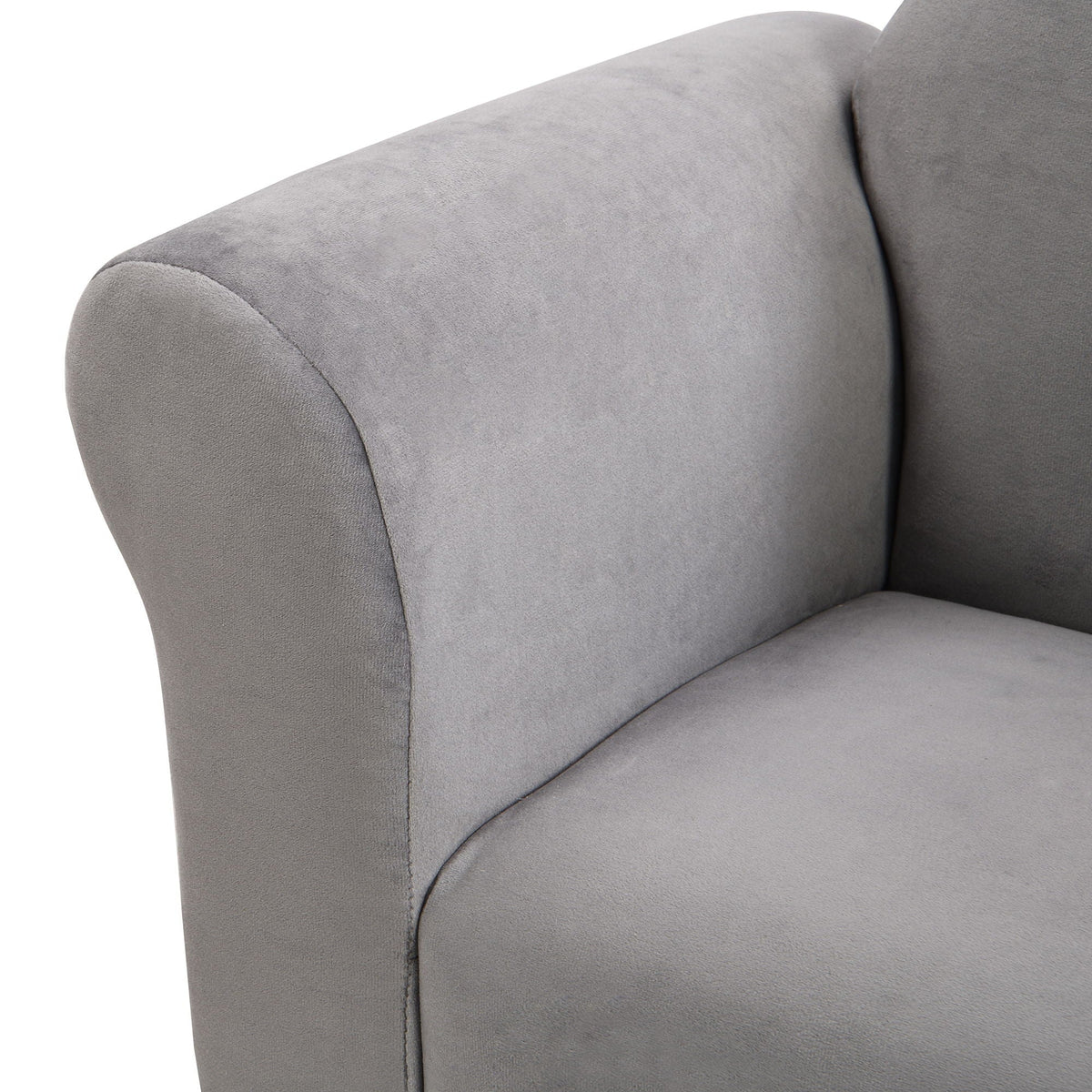 Kids Velvet Upholstered Chair With Ottoman For Comfortable Seating - Gray