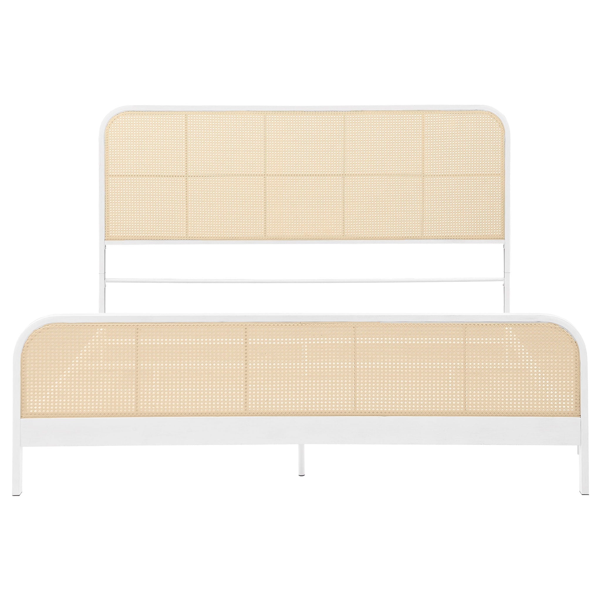 Lanewood Open Cane Webbing Metal Eastern King Bed White