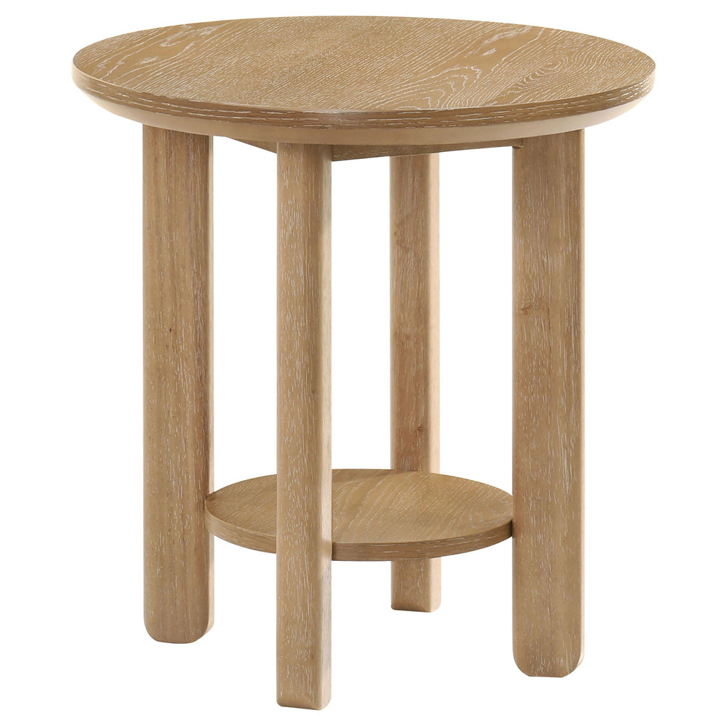 Ottowa 2-piece Round Wood Coffee Table Set Light Oak
