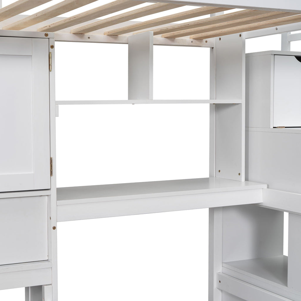 Loft Bed With Built In Desk And Staircase