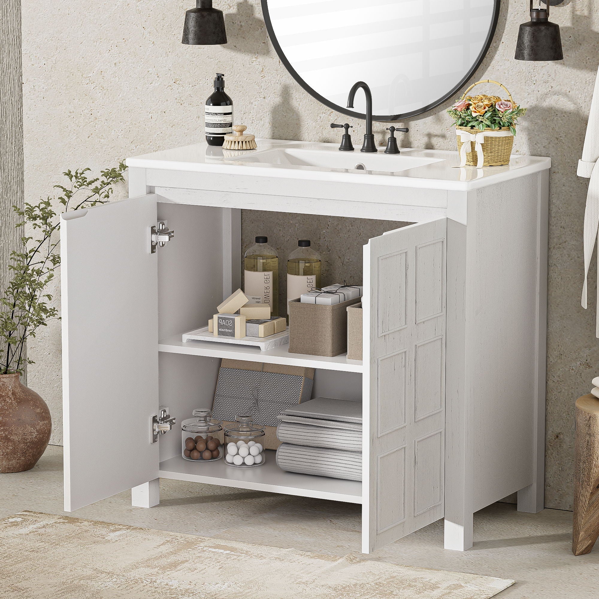 Bathroom Vanity Organizer With Sink, Combo Cabinet Set, Bathroom Storage Cabinet