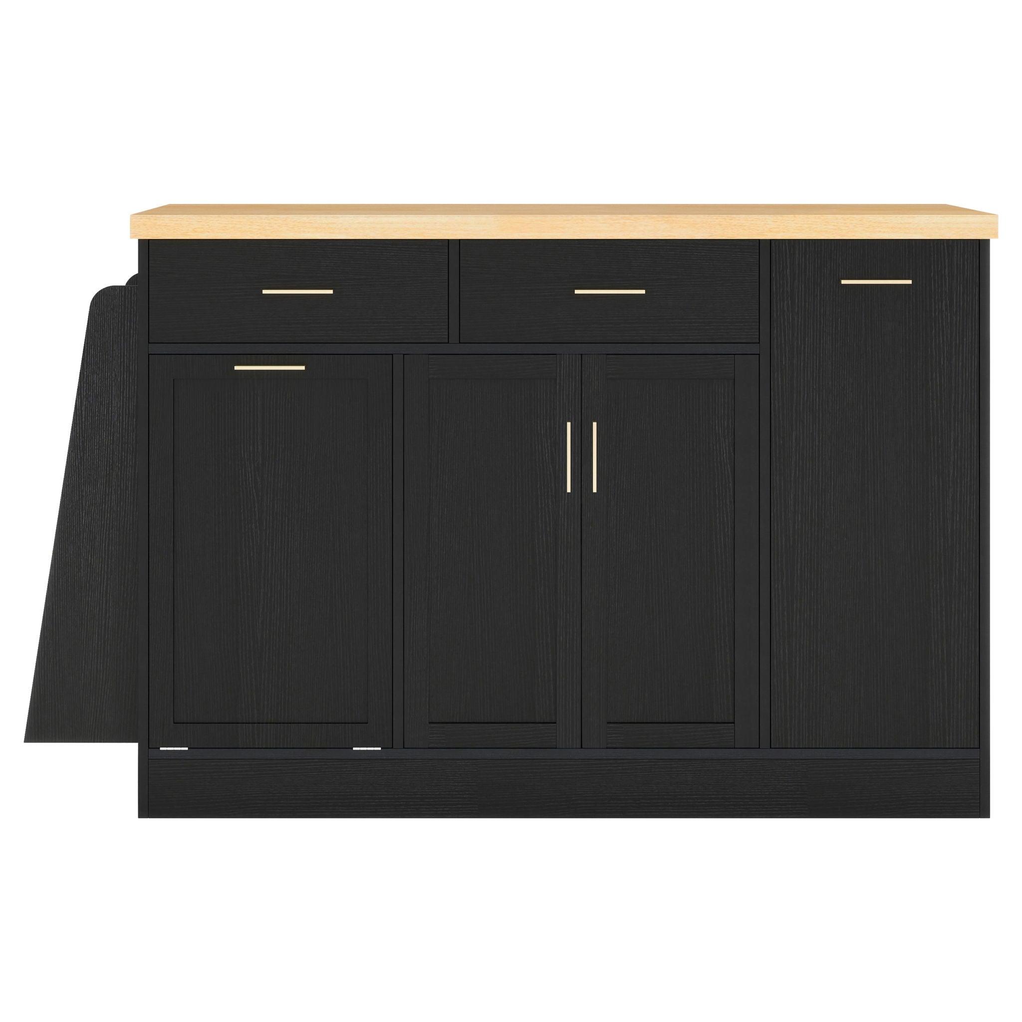 Kitchen Sideboard With Sliding Door Cabinet, 3 Tier Spice Rack
