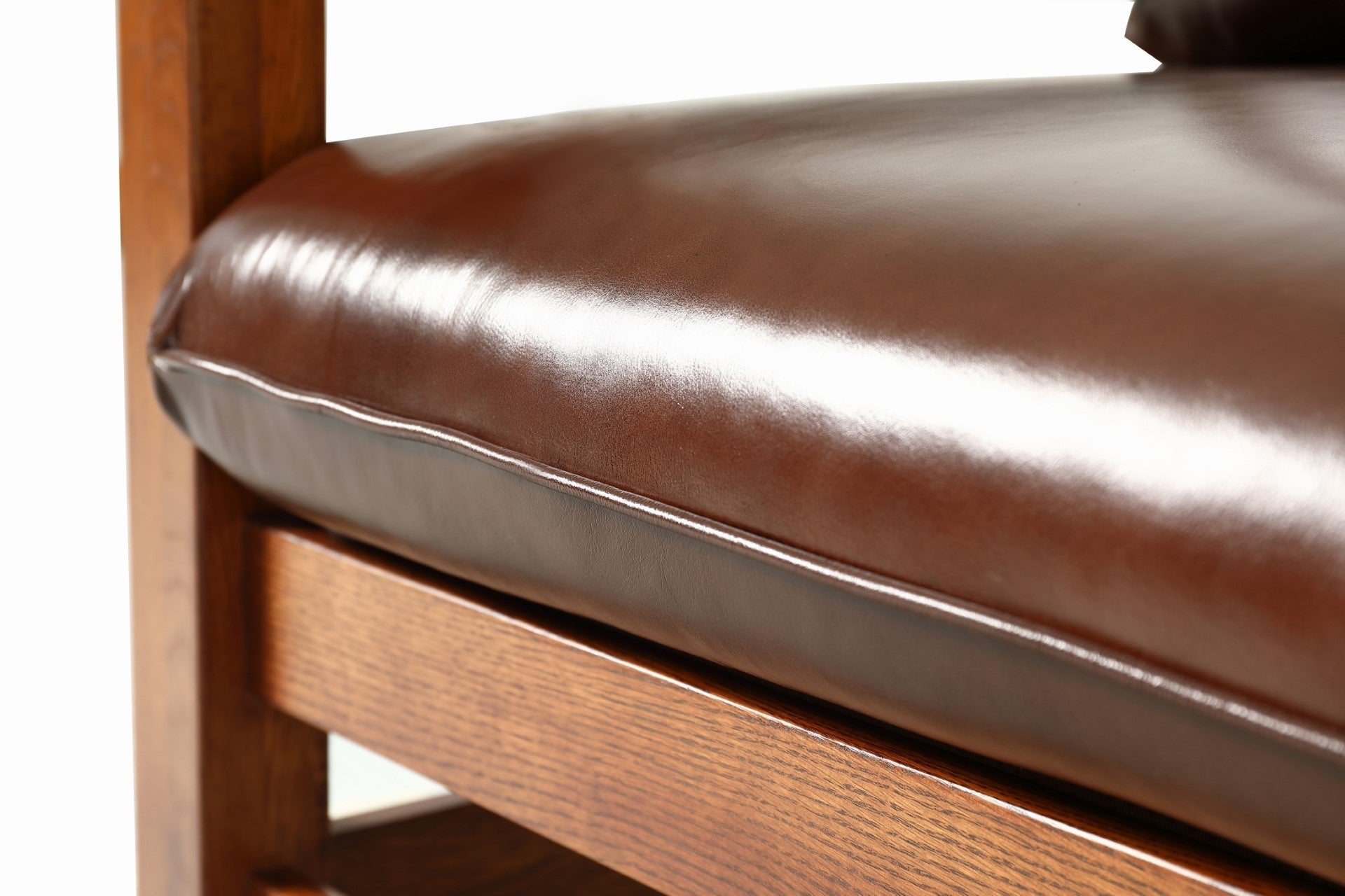 Preorder Mission Leather and Oak Armchair / Living Room chair - Chestnut