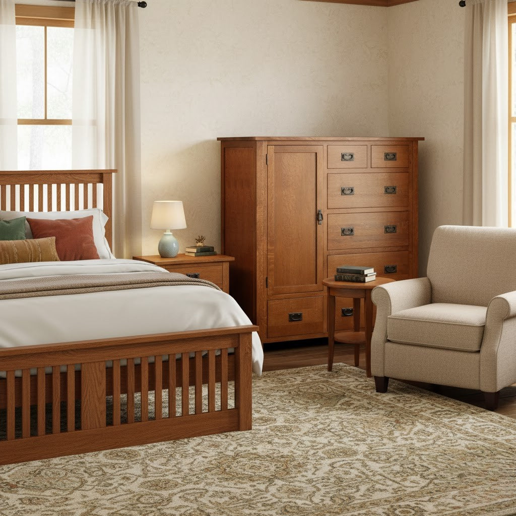 Mission Style Solid Oak Chest of Drawers - Michael's Cherry (MC-A)