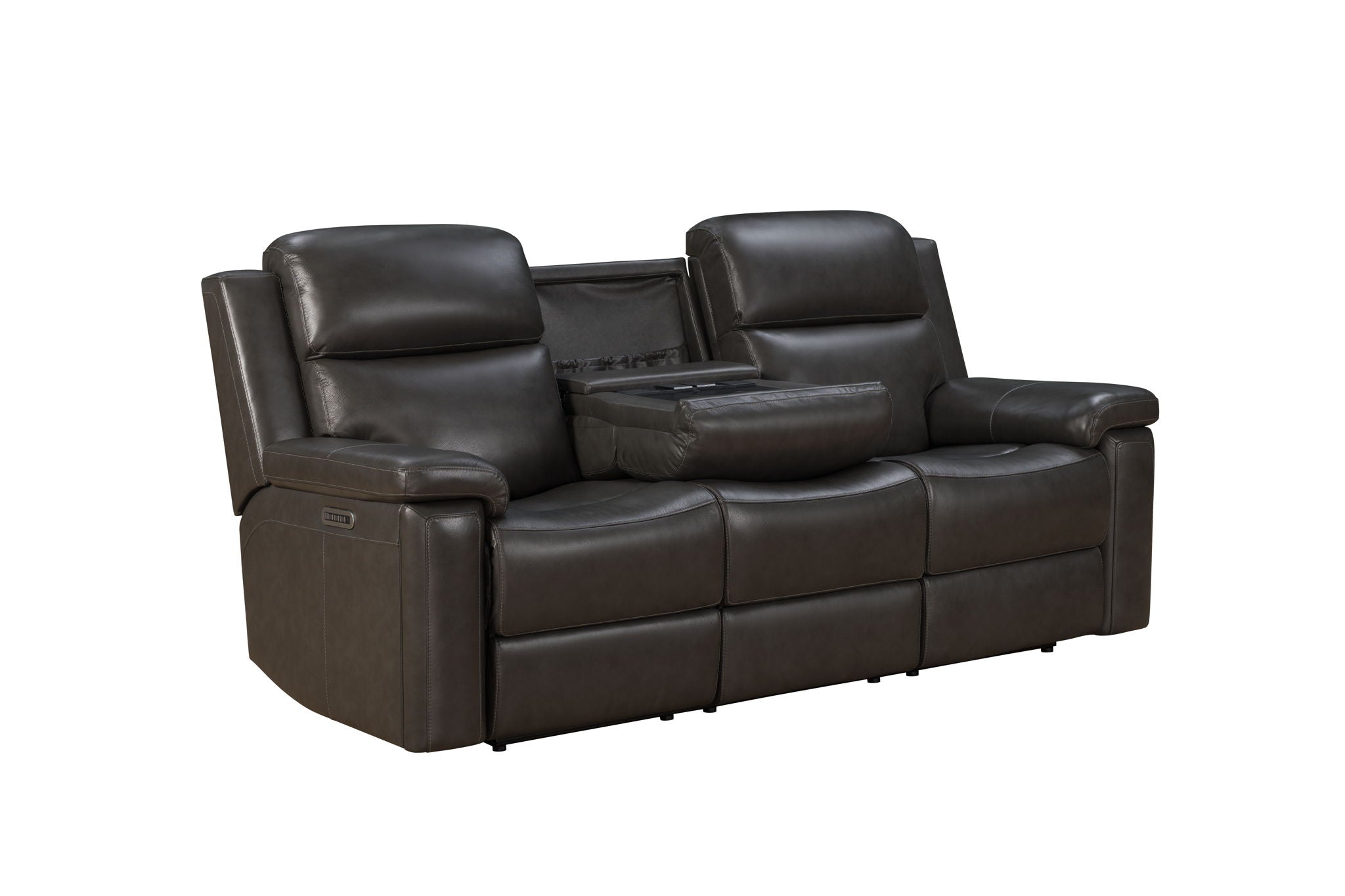 Leon - Power Sofa Recliner With Power Headrest, Power Lumbar, Heat And Massage (Dropdown Table With Smart Tabletop Control) - Smokey Gray