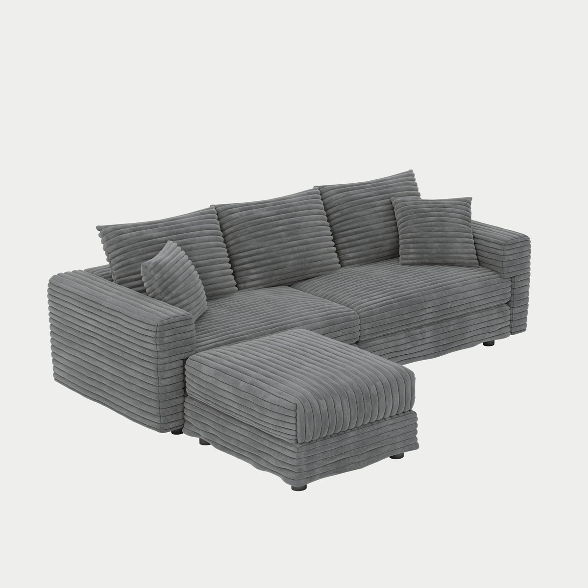 Convertible Deep Seat Sofa With Soft Pillows And Ottomans