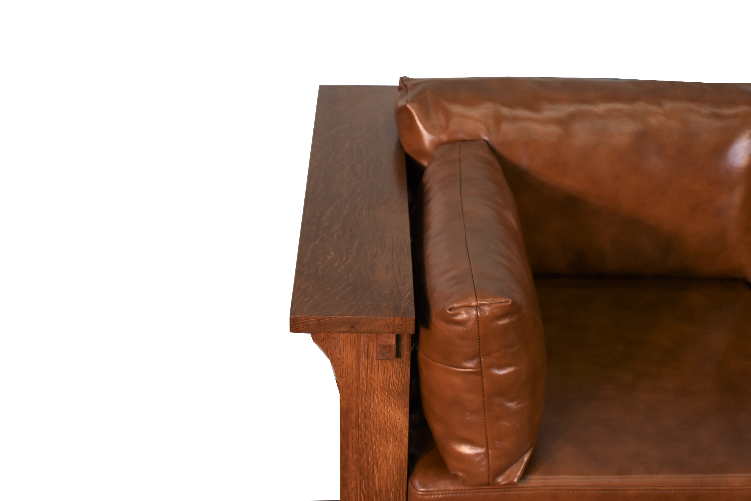 Mission Crofter Sofa - Solid Quarter Sawn Oak and Leather Cushions