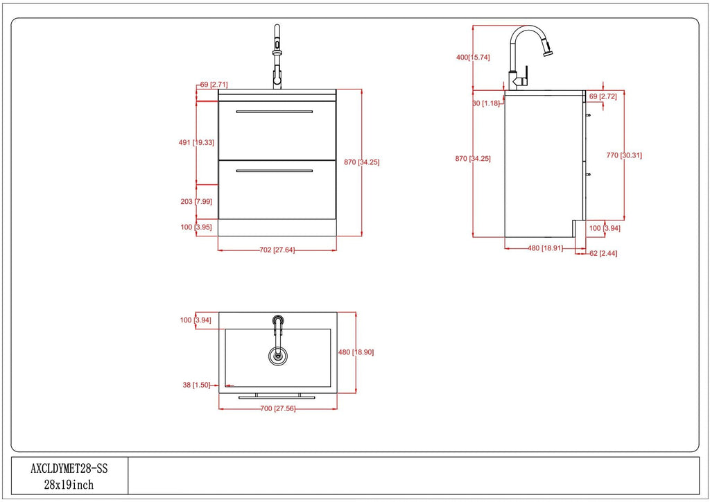 Metro - Laundry Cabinet & Faucet And Stainless Steel Sink