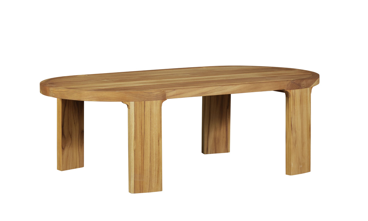Eclipse Outdoor Solid Teak Wood Coffee Table, Golden Brown