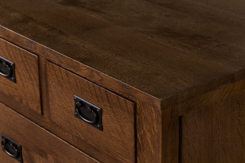 Mission Style Solid Oak Chest of Drawers - Walnut (AW)