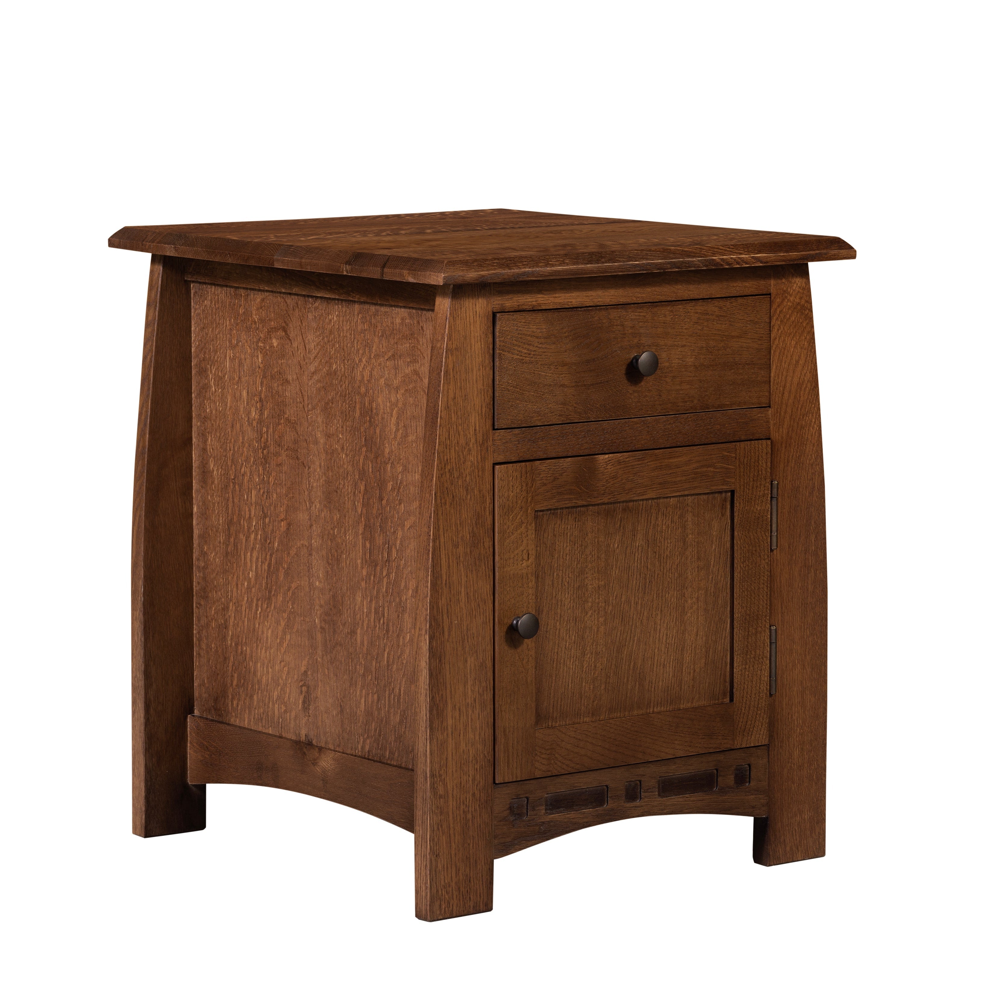 Mission White Oak 1 Drawer 1 Door Inlay End Table - Walnut stain