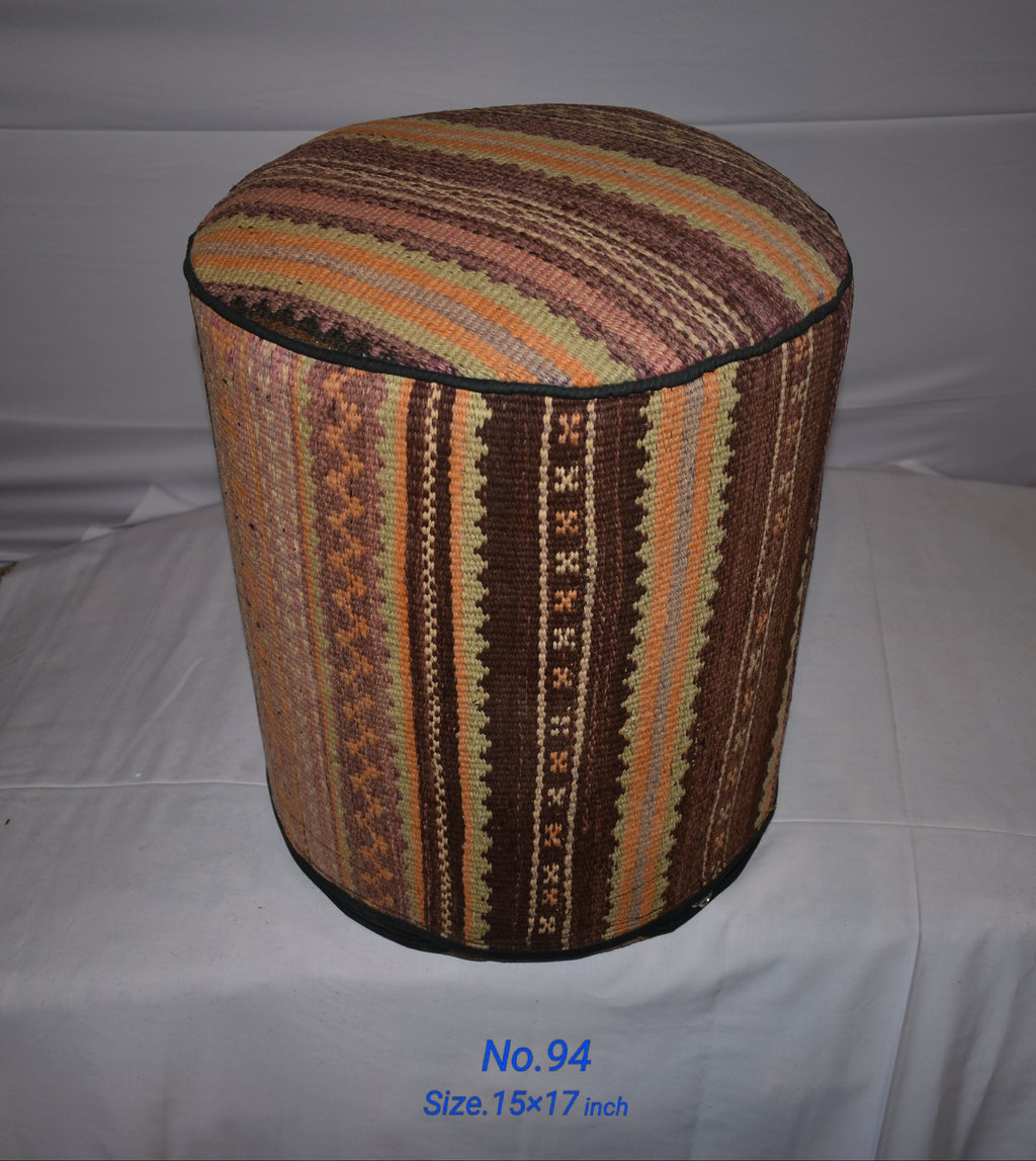One of a Kind Kilim Rug Pouf Ottoman foot stool - #94