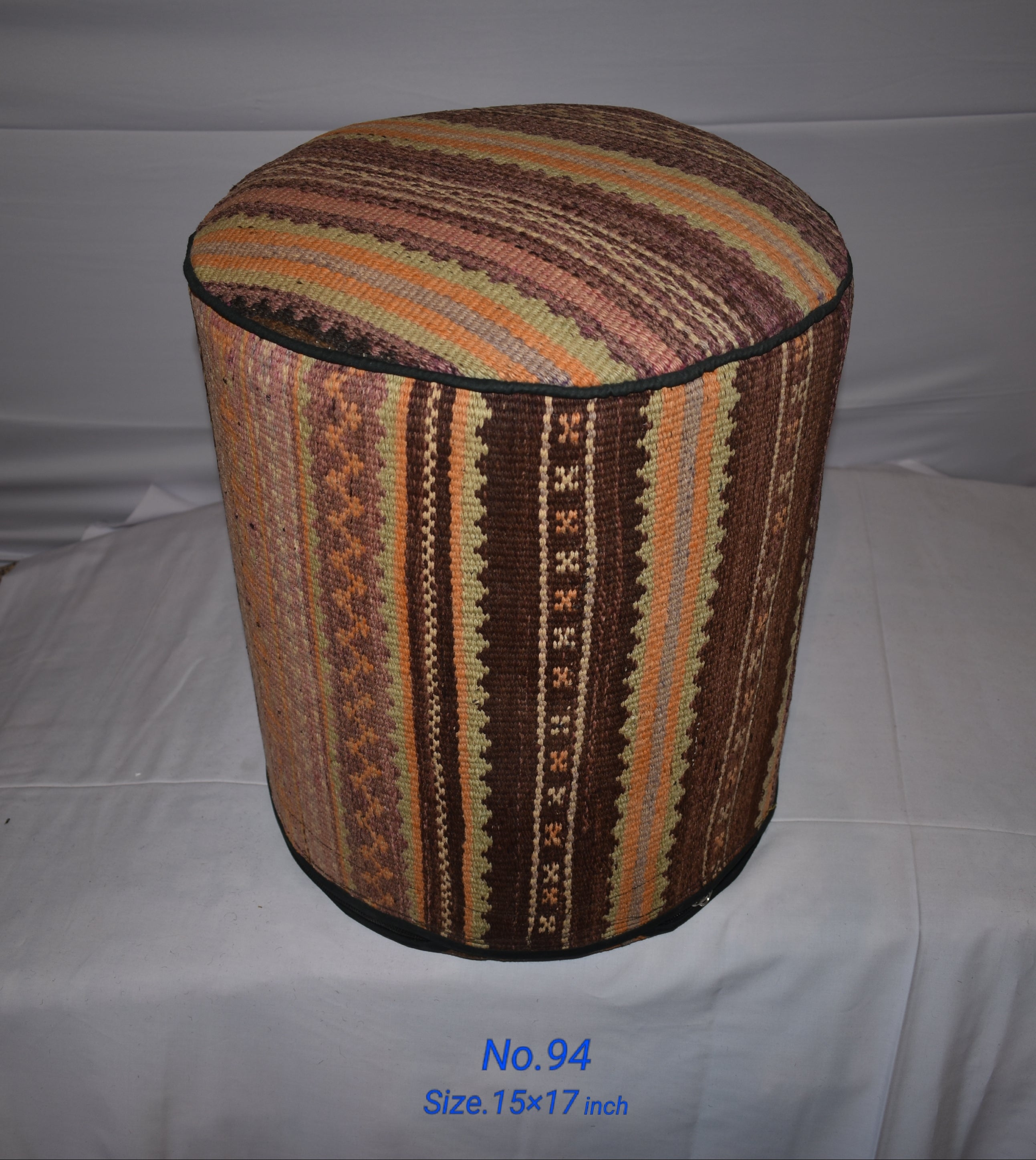 One of a Kind Kilim Rug Pouf Ottoman foot stool - #94