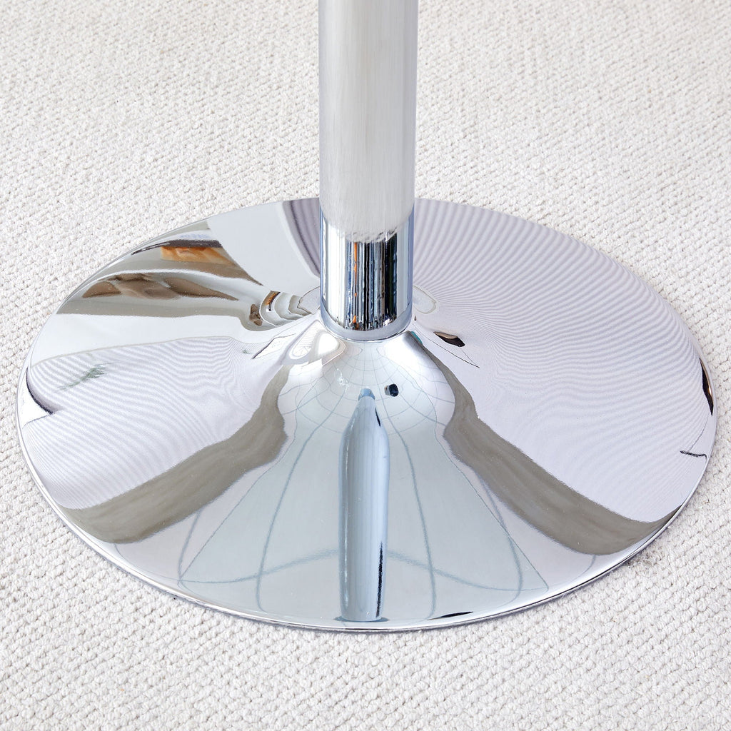 Modern Minimalist Circular Glass Dining Table With Electroplated Metal Legs 35" Diameter - Transparent