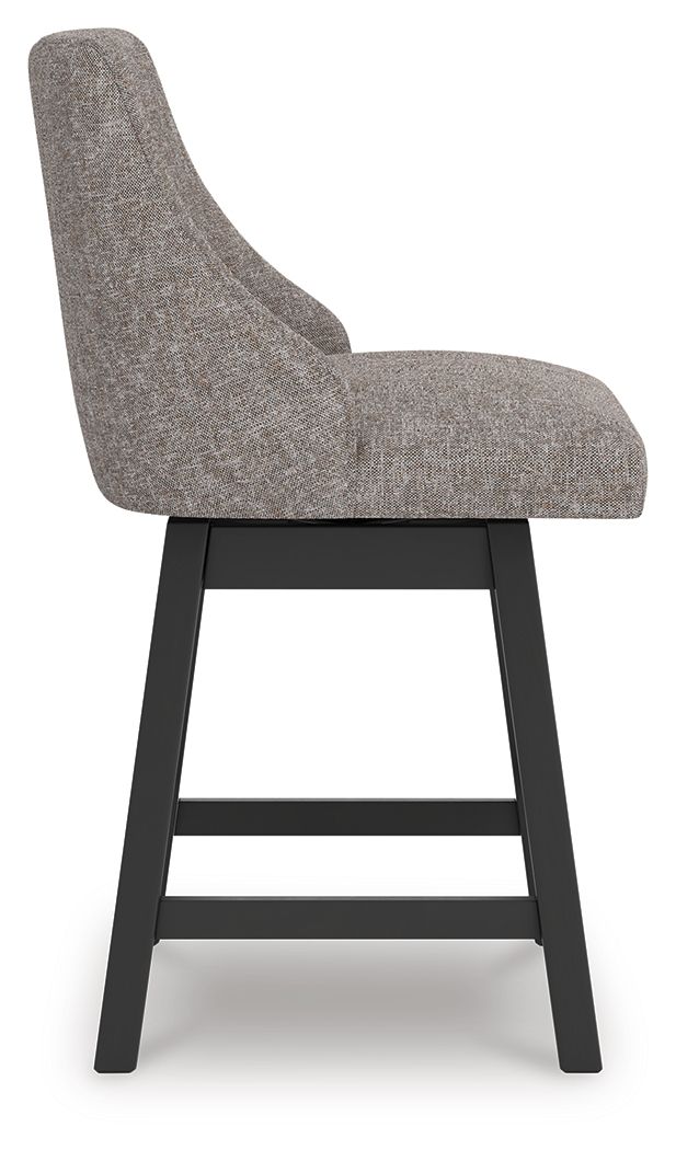 Neymorton - Upholstered Swivel Barstool (Set of 2) - Dark Grayish Brown