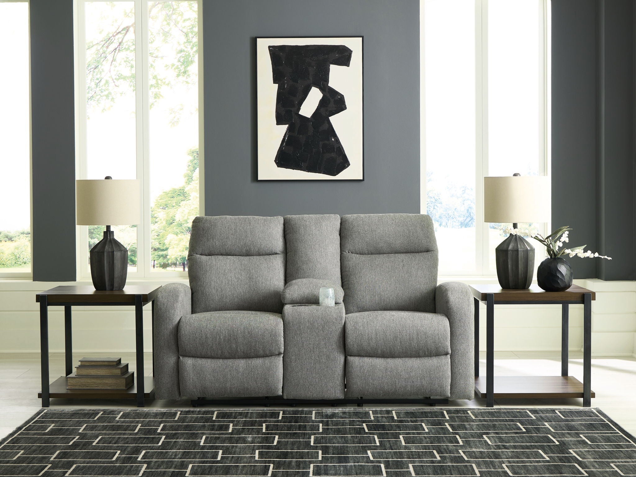 Gauntlet - Double Recline Loveseat With Console - Sterling