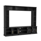 All-In-One Entertainment Center with Bookshelves & Tempered Glass Doors