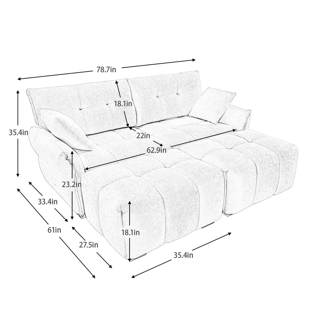 Sofa Set With Ottoman And Pillows, Textured, High Resilience Cushions