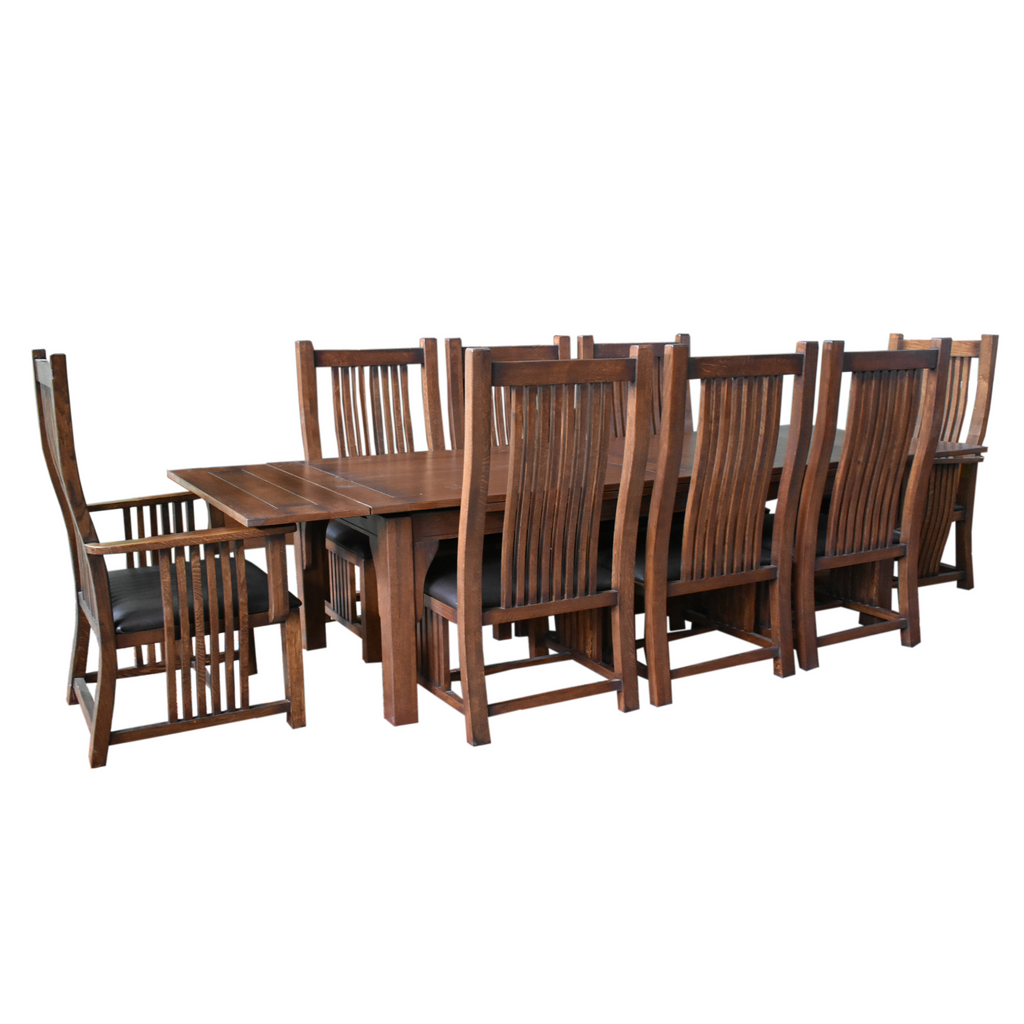 Mission Style Leaf Table-High Back Chair Dining Set-2 Color Available