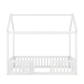 Wood House Bed With Fence And Door