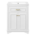 Bathroom Vanity With Integrated Sink, 2 Door Cabinet With Tip Out Drawer, Rectangular Design