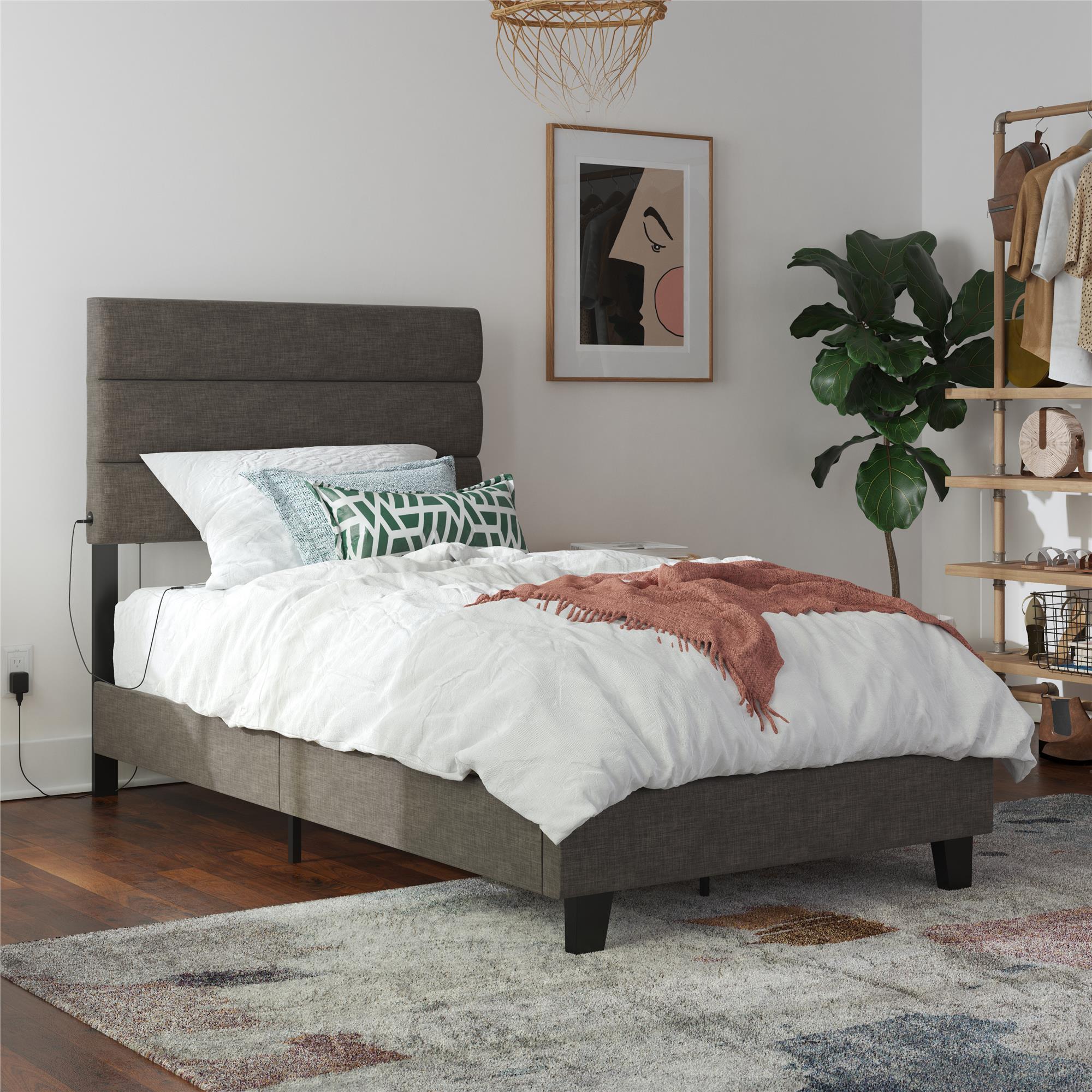 Paloma - Twin Bed With Dual USB Port - Linen
